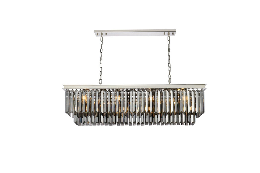 Sydney 12-Light Chandelier in Polished Nickel with Silver Shade (Grey) Royal Cut Crystal