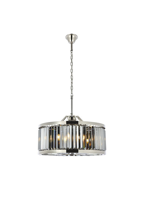 Chelsea 8-Light Chandelier in Polished Nickel with Silver Shade (Grey) Royal Cut Crystal