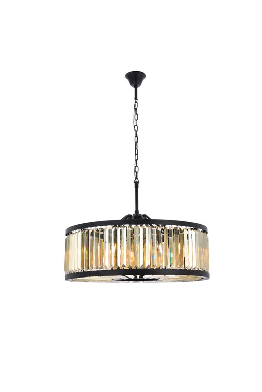 Chelsea 10-Light Chandelier in Matte Black with Golden Teak (Smoky) Royal Cut Crystal