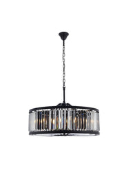 Chelsea 10-Light Chandelier in Matte Black with Silver Shade (Grey) Royal Cut Crystal
