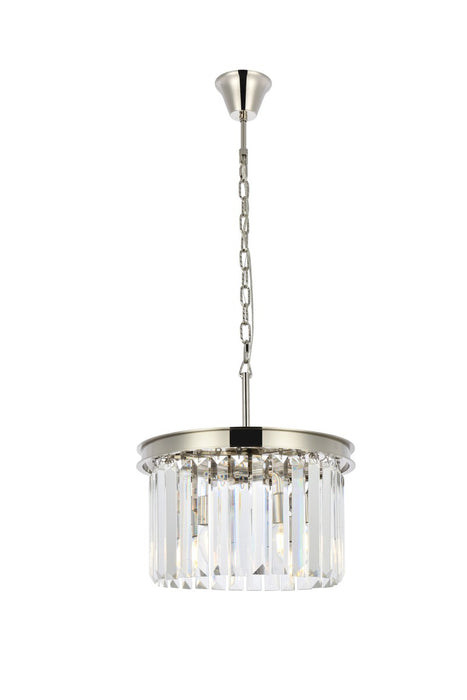 Sydney 3-Light Pendant in Polished Nickel with Clear Royal Cut Crystal