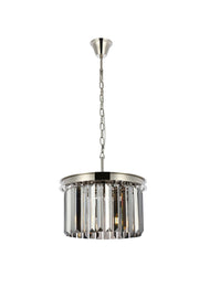 Sydney 3-Light Pendant in Polished Nickel with Silver Shade (Grey) Royal Cut Crystal