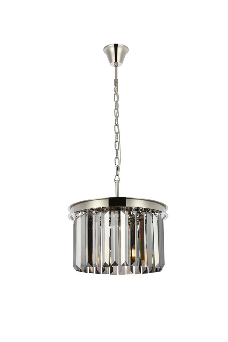 Sydney 3-Light Pendant in Polished Nickel with Silver Shade (Grey) Royal Cut Crystal