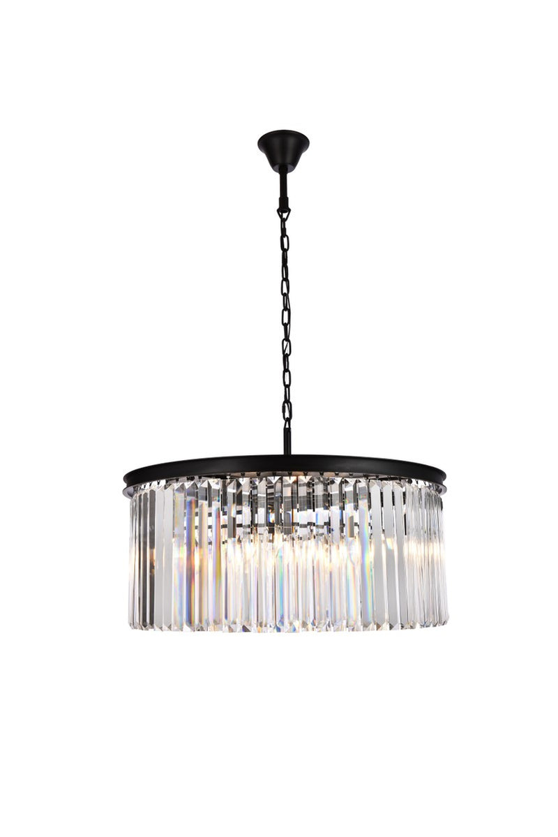 Sydney 8-Light Chandelier in Matte Black with Clear Royal Cut Crystal