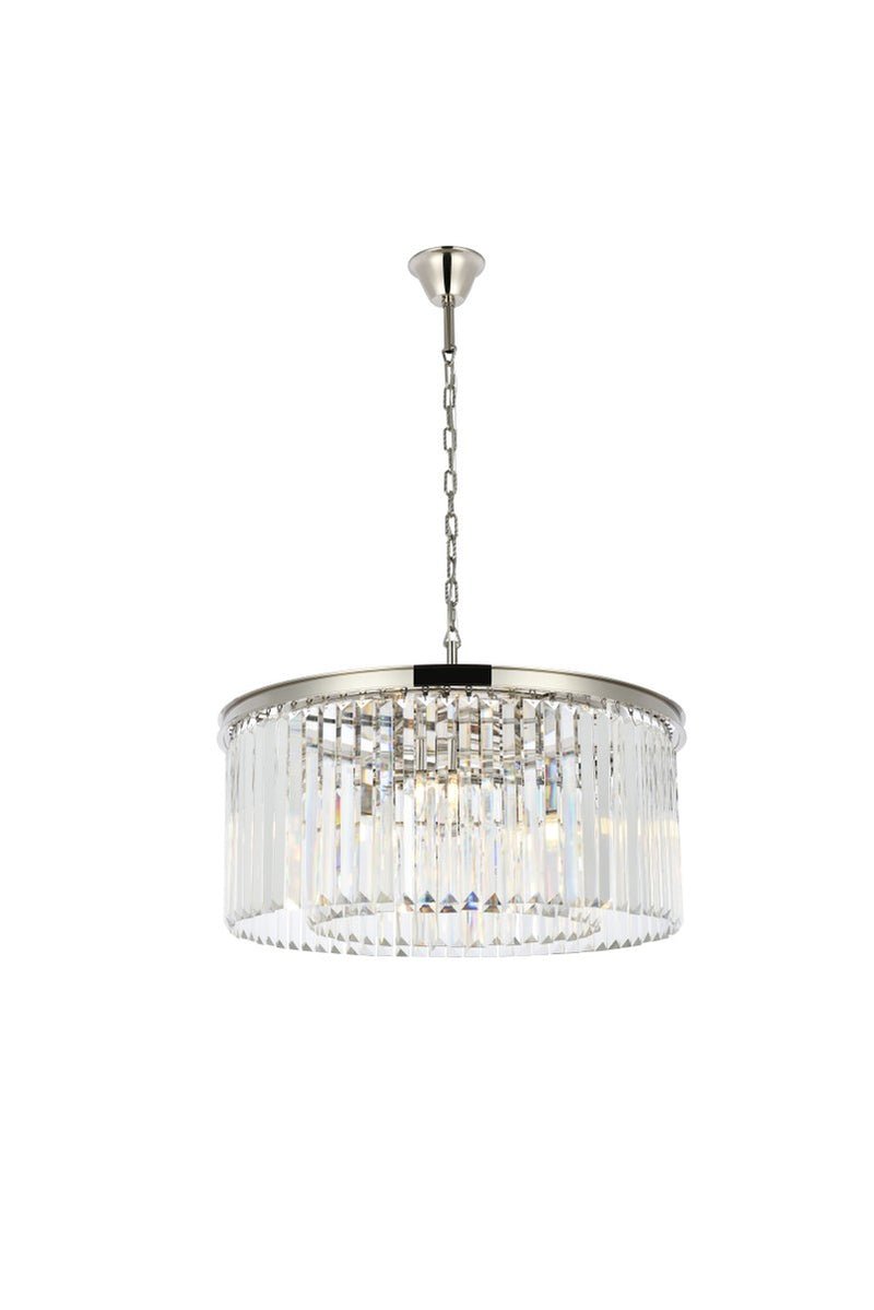 Sydney 8-Light Chandelier in Polished Nickel with Clear Royal Cut Crystal