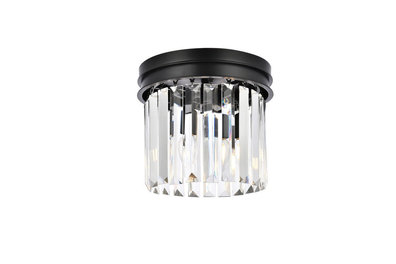 Sydney 3-Light Flush Mount in Matte Black with Clear Royal Cut Crystal