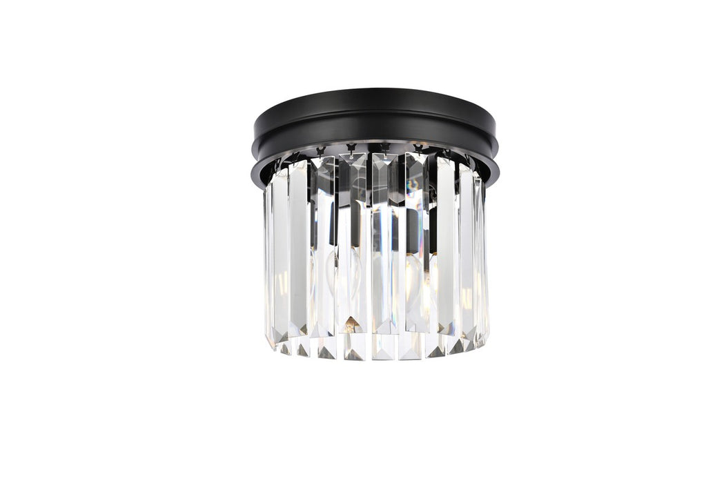 Sydney 3-Light Flush Mount in Matte Black with Clear Royal Cut Crystal