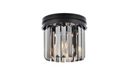 Sydney 3-Light Flush Mount in Matte Black with Silver Shade (Grey) Royal Cut Crystal