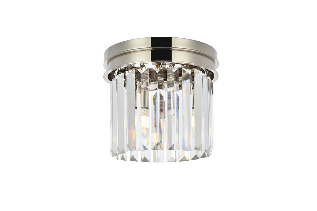 Sydney 3-Light Flush Mount in Polished Nickel with Clear Royal Cut Crystal