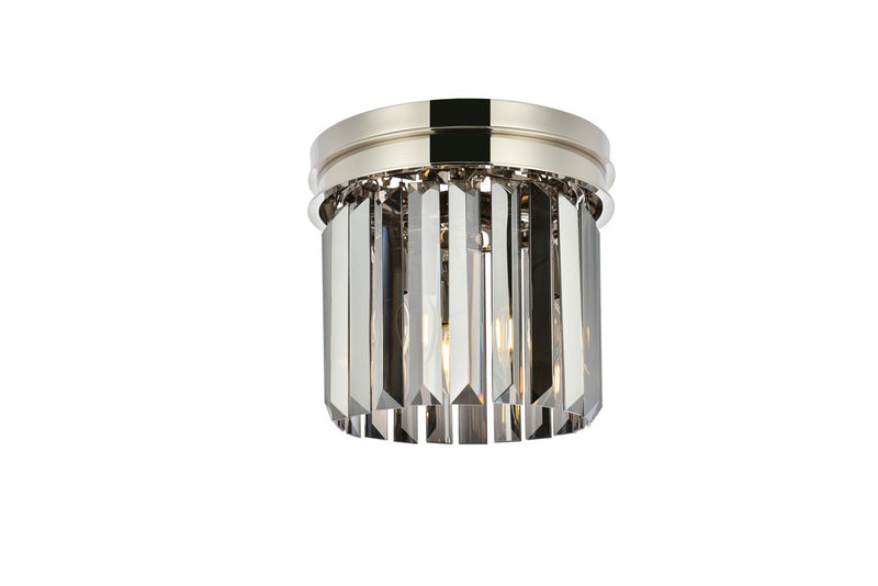 Sydney 3-Light Flush Mount in Polished Nickel with Silver Shade (Grey) Royal Cut Crystal