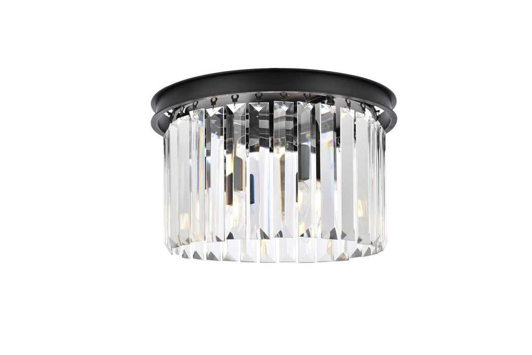Sydney 3-Light Flush Mount in Matte Black with Clear Royal Cut Crystal