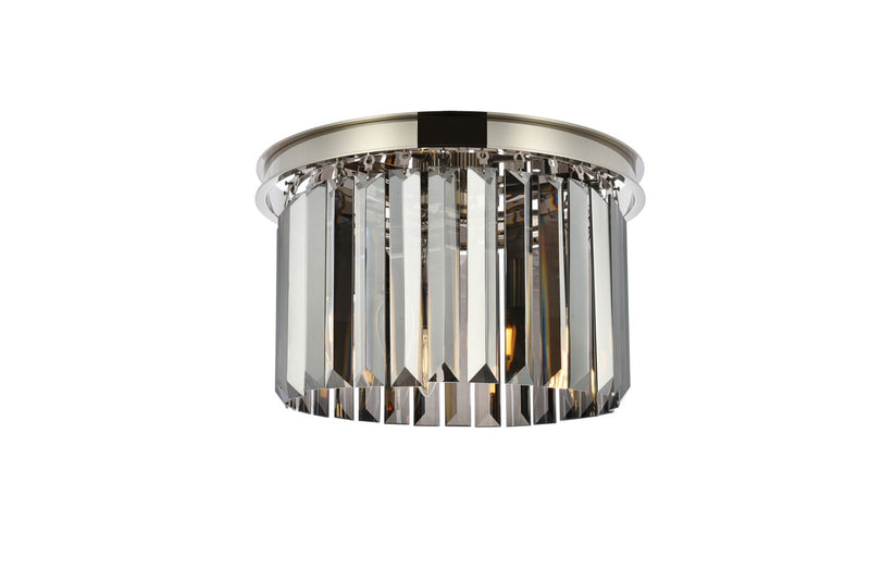 Sydney 3-Light Flush Mount in Polished Nickel with Silver Shade (Grey) Royal Cut Crystal