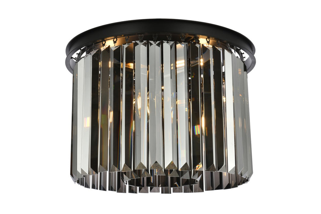 Sydney 6-Light Flush Mount in Matte Black with Silver Shade (Grey) Royal Cut Crystal