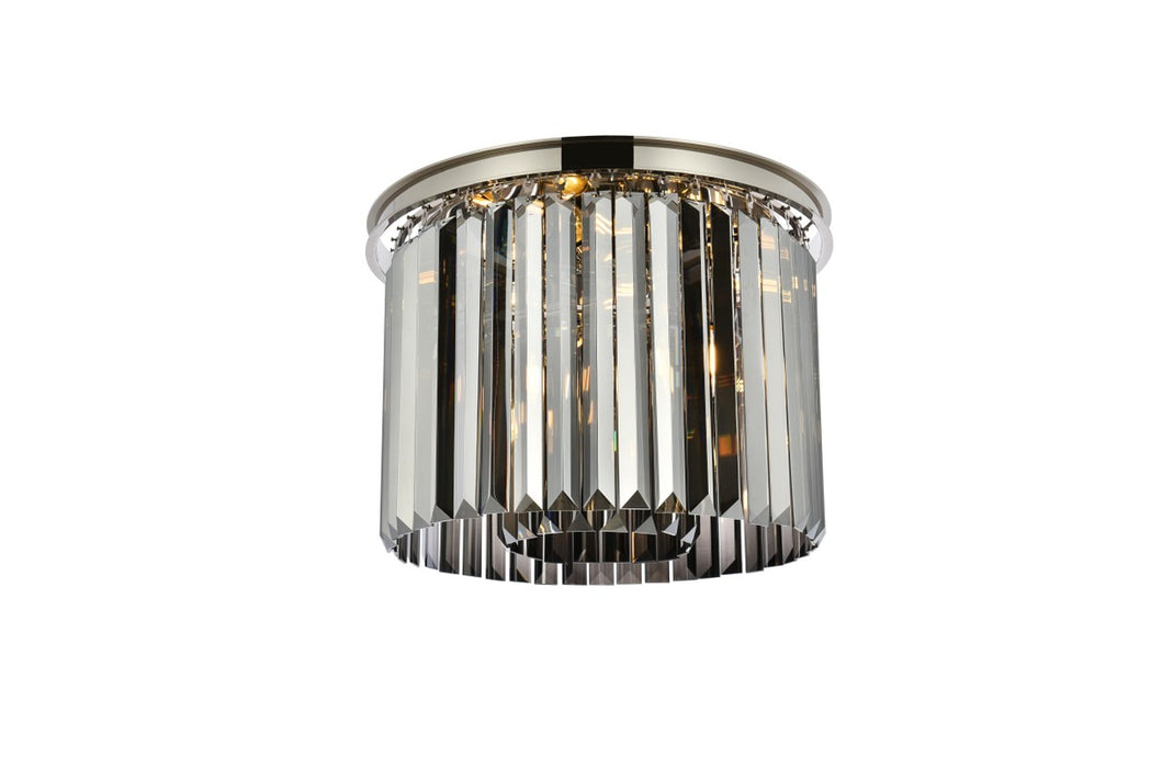Sydney 6-Light Flush Mount in Polished Nickel with Silver Shade (Grey) Royal Cut Crystal