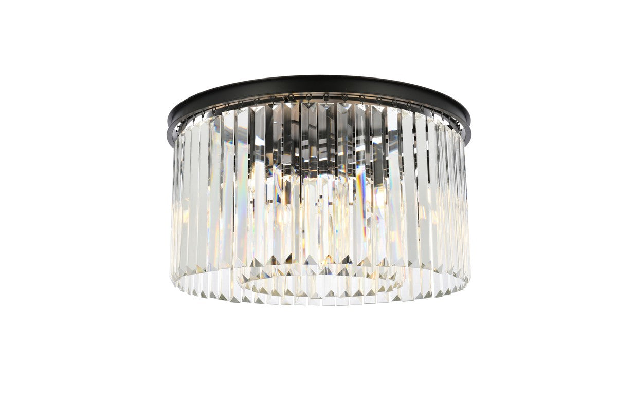 Sydney 8-Light Flush Mount in Matte Black with Clear Royal Cut Crystal