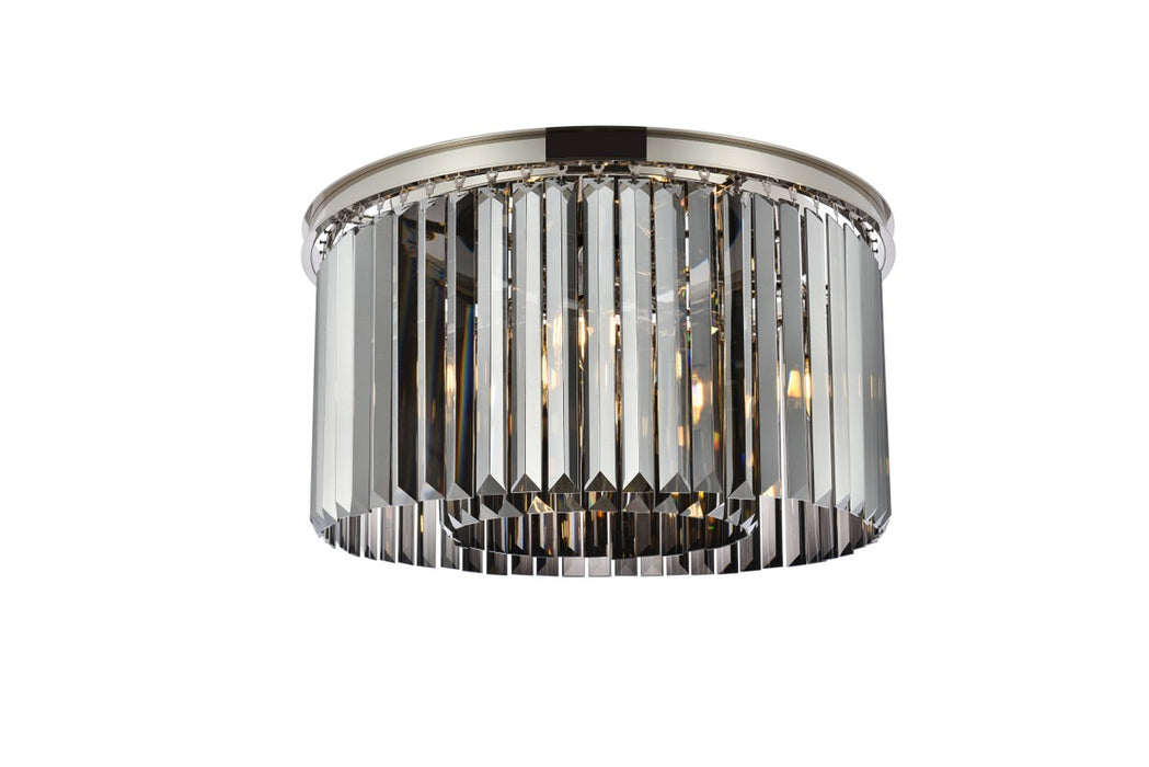 Sydney 8-Light Flush Mount in Polished Nickel with Silver Shade (Grey) Royal Cut Crystal