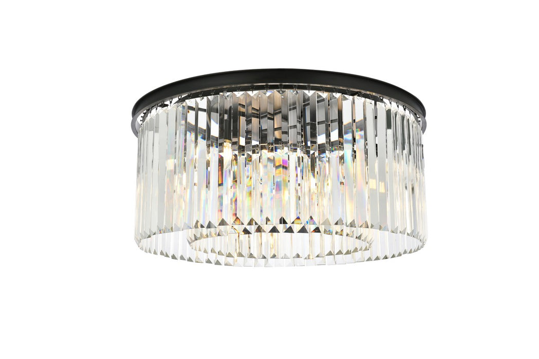 Sydney 8-Light Flush Mount in Matte Black with Clear Royal Cut Crystal