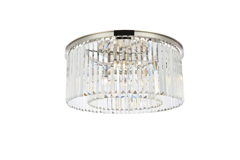 Sydney 8-Light Flush Mount in Polished Nickel with Clear Royal Cut Crystal