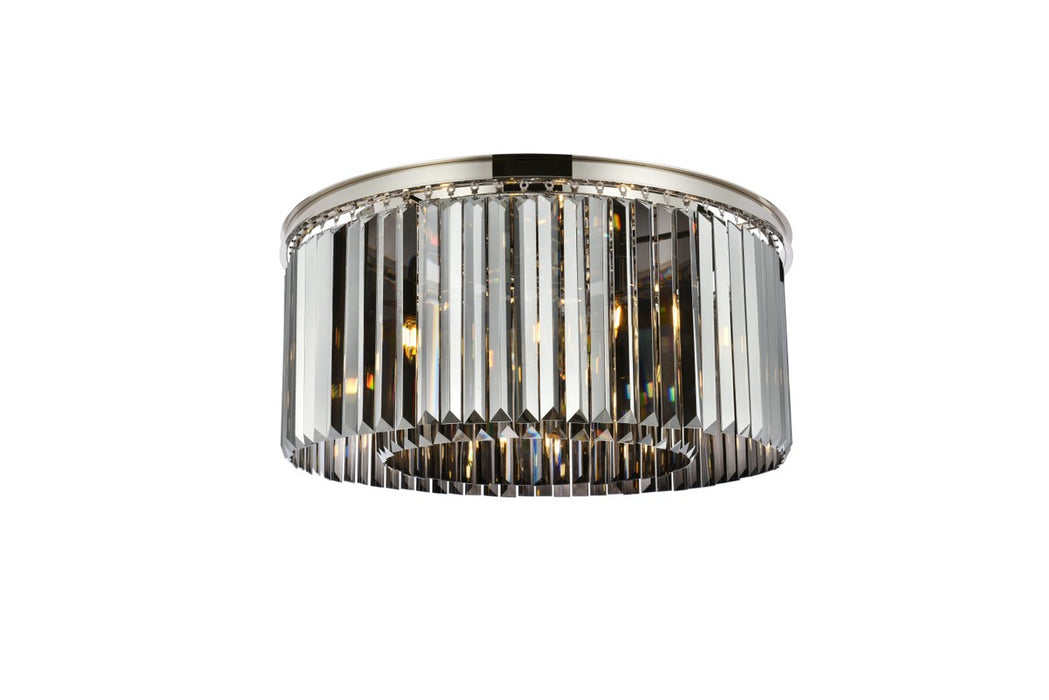 Sydney 8-Light Flush Mount in Polished Nickel with Silver Shade (Grey) Royal Cut Crystal