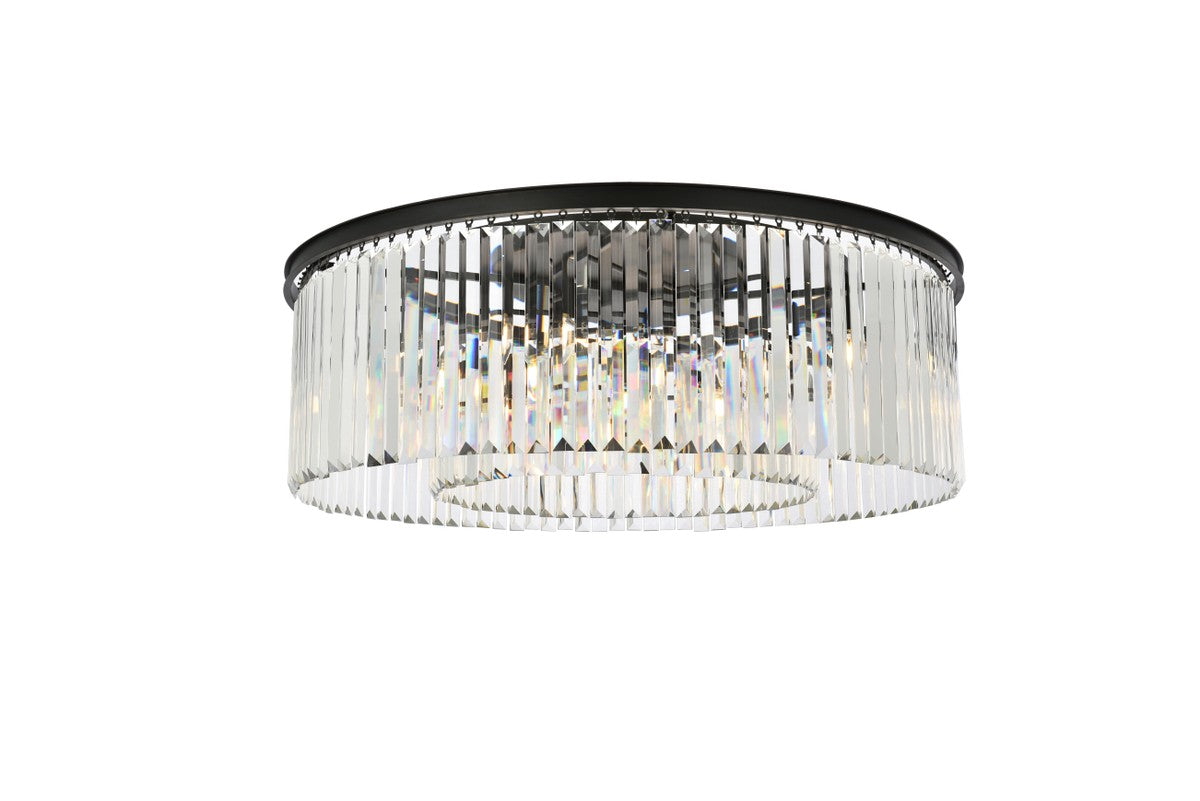 Sydney 10-Light Flush Mount in Matte Black with Clear Royal Cut Crystal