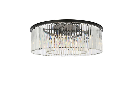 Sydney 10-Light Flush Mount in Matte Black with Clear Royal Cut Crystal