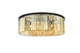 Sydney 10-Light Flush Mount in Matte Black with Golden Teak (Smoky) Royal Cut Crystal