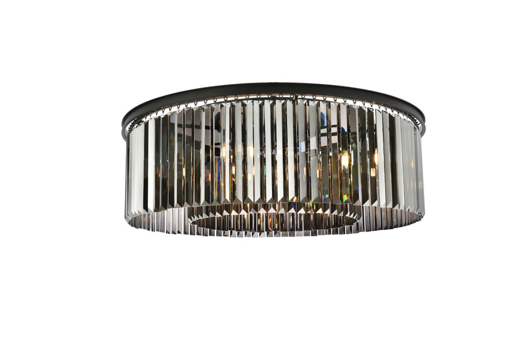 Sydney 10-Light Flush Mount in Matte Black with Silver Shade (Grey) Royal Cut Crystal