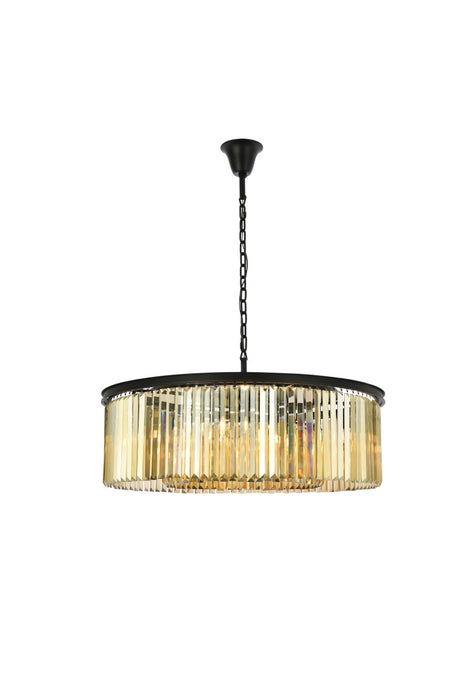 Sydney 10-Light Chandelier in Matte Black with Golden Teak (Smoky) Royal Cut Crystal