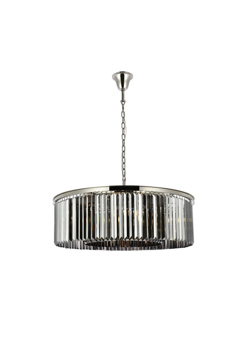 Sydney 10-Light Chandelier in Polished Nickel with Silver Shade (Grey) Royal Cut Crystal
