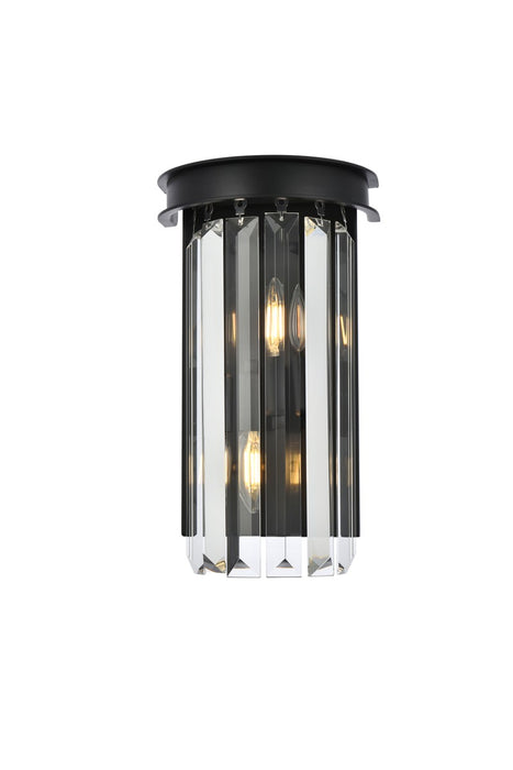 Sydney 2-Light Wall Sconce in Matte Black with Clear Royal Cut Crystal