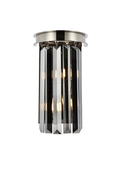 Sydney 2-Light Wall Sconce in Polished Nickel with Silver Shade (Grey) Royal Cut Crystal