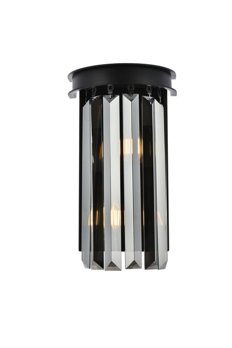 Sydney 2-Light Wall Sconce in Matte Black with Silver Shade (Grey) Royal Cut Crystal