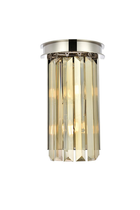 Sydney 2-Light Wall Sconce in Polished Nickel with Golden Teak (Smoky) Royal Cut Crystal