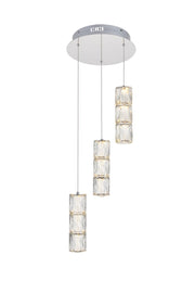 Polaris 3-Light Pendant in Chrome with Clear royal cut Crystal