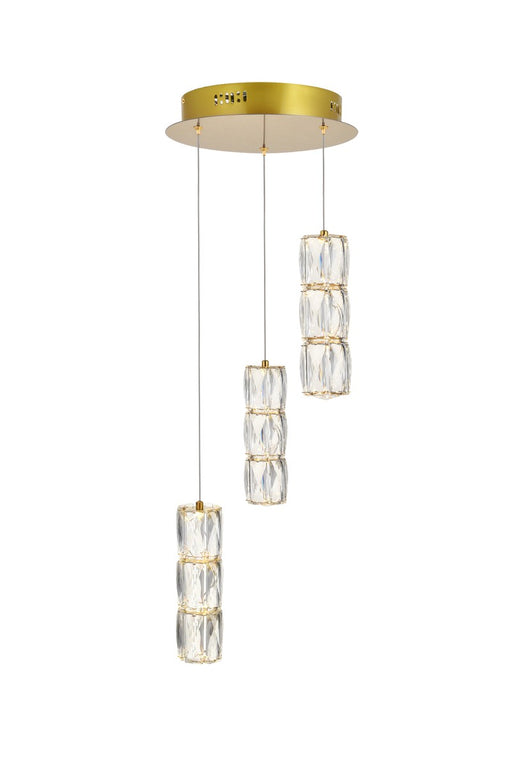 Polaris 3-Light Pendant in Gold with Clear royal cut Crystal