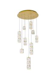 Polaris 9-Light Pendant in Gold with Clear royal cut Crystal
