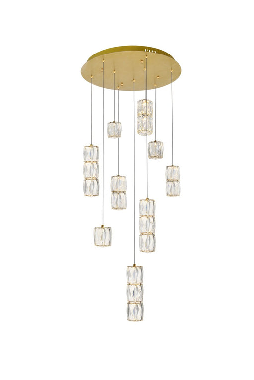 Polaris 9-Light Pendant in Gold with Clear royal cut Crystal