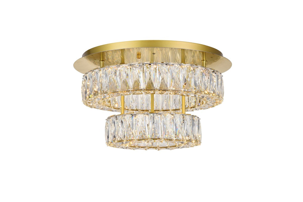 Monroe Flush Mount in Gold with Clear Royal Cut Crystal