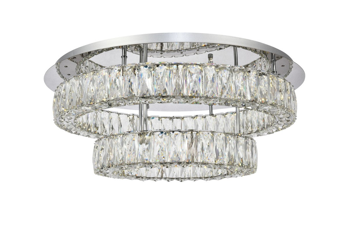 Monroe Flush Mount in Chrome with Clear Royal Cut Crystal