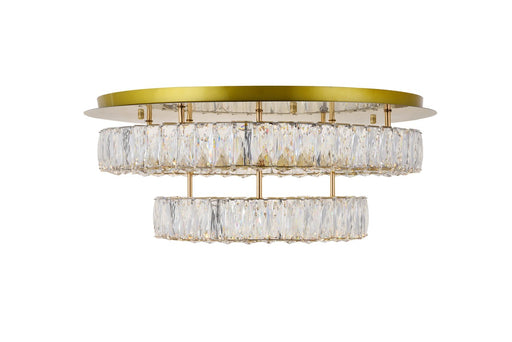 Monroe 2-Light Flush Mount in Gold with Clear royal cut Crystal