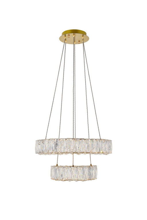 Monroe 2-Light Pendant in Gold with Clear royal cut Crystal