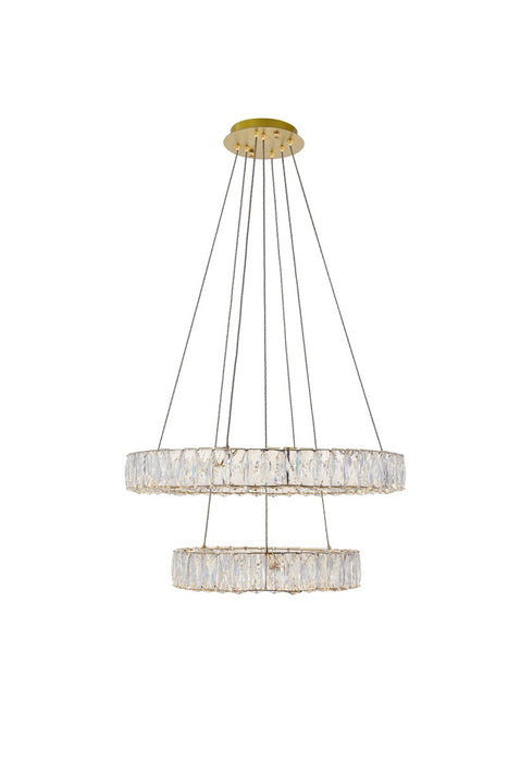 Monroe 2-Light Pendant in Gold with Clear royal cut Crystal