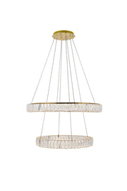 Monroe 2-Light Pendant in Gold with Clear royal cut Crystal