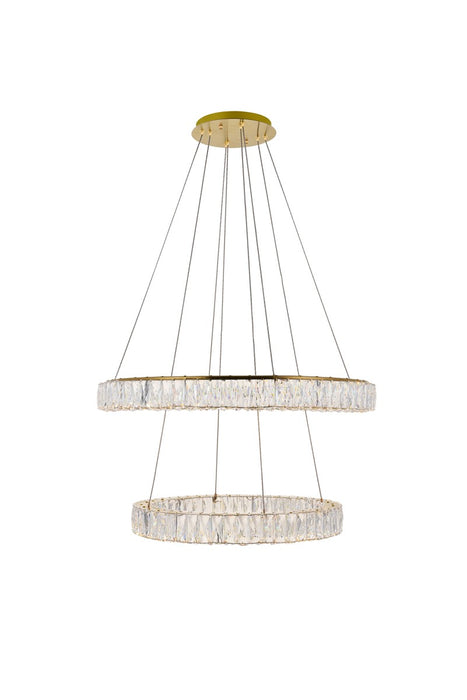 Monroe 2-Light Pendant in Gold with Clear royal cut Crystal