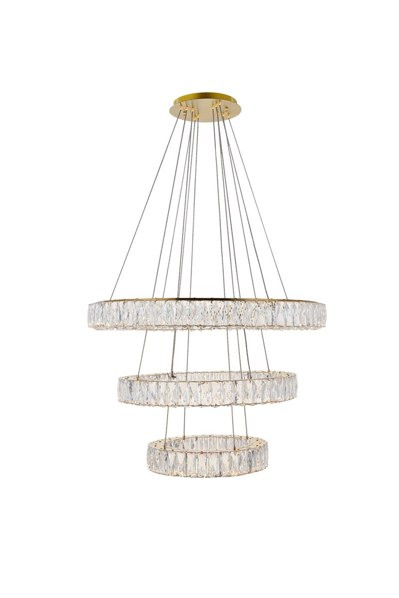 Monroe 3-Light Pendant in Gold with Clear royal cut Crystal