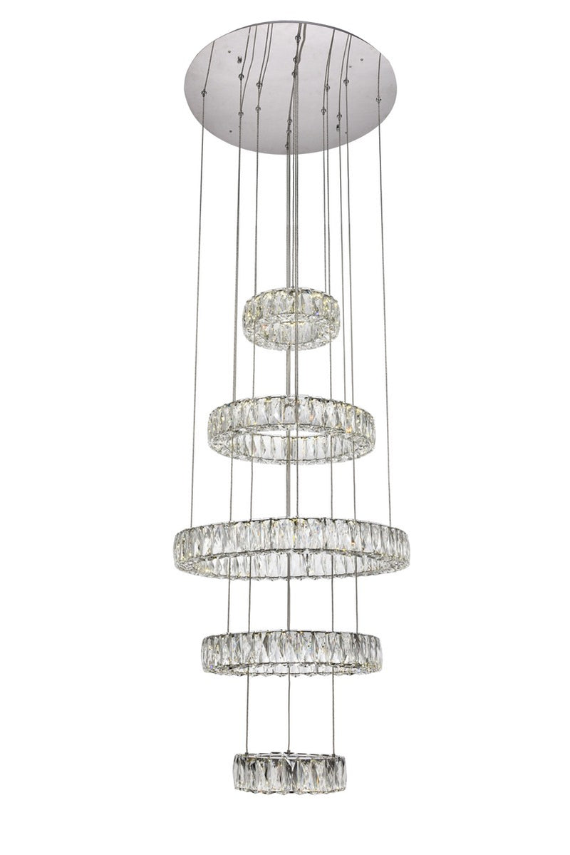 Monroe Chandelier in Chrome with Clear Royal Cut Crystal