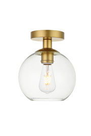 Baxter 1-Light Flush Mount in Brass & Clear