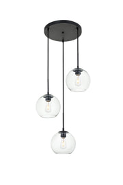 Baxter 3-Light Pendant in Black & Clear