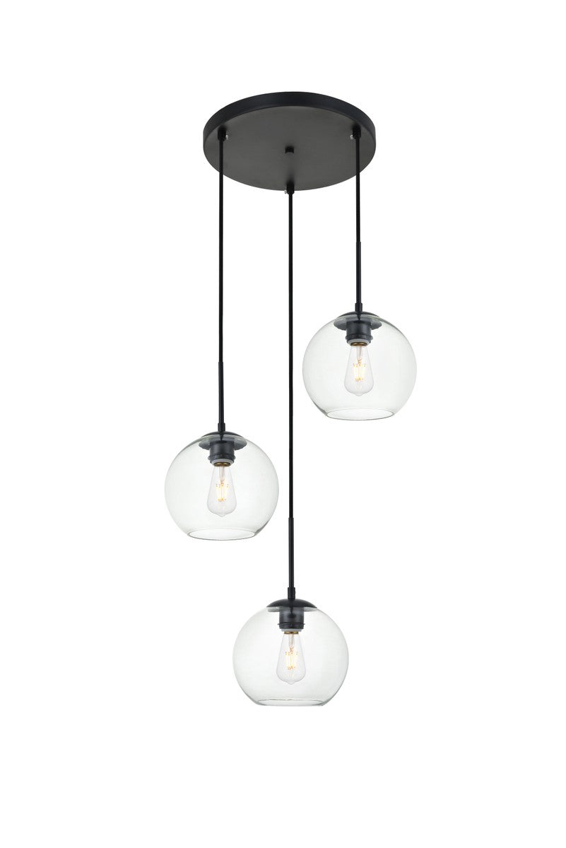 Baxter 3-Light Pendant in Black & Clear