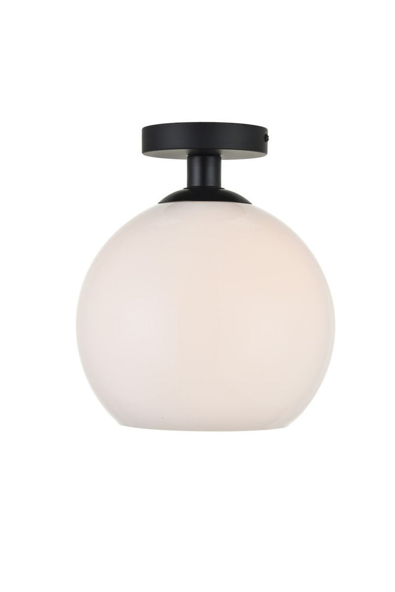 Baxter 1-Light Flush Mount in Black & Frosted White